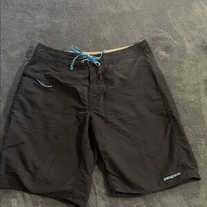 Patagonia Men's Black Board Shorts with Blue Accents